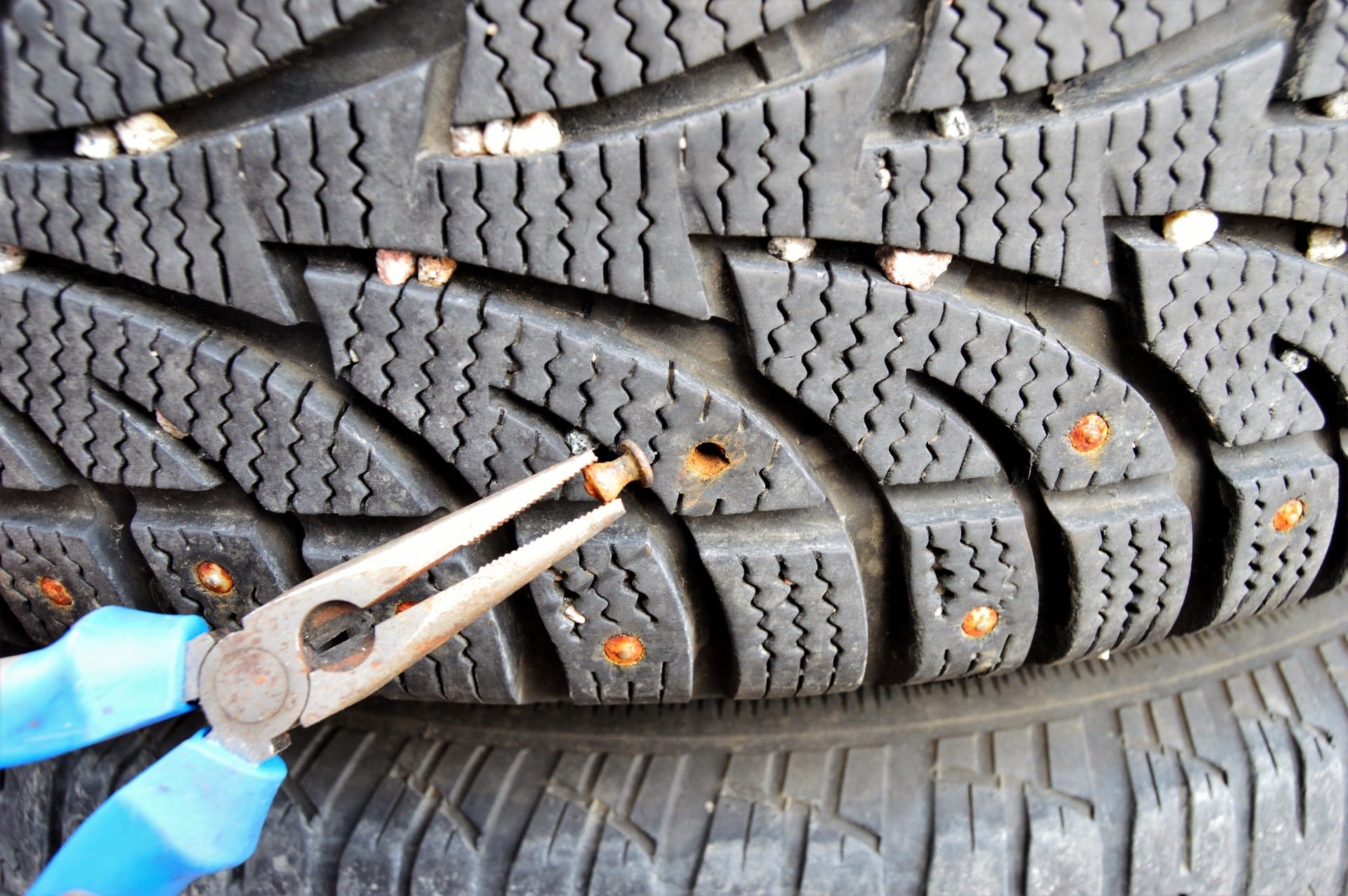 A metal stud removed from a studded tire using a plier.. that sentence almost rhymed huh?