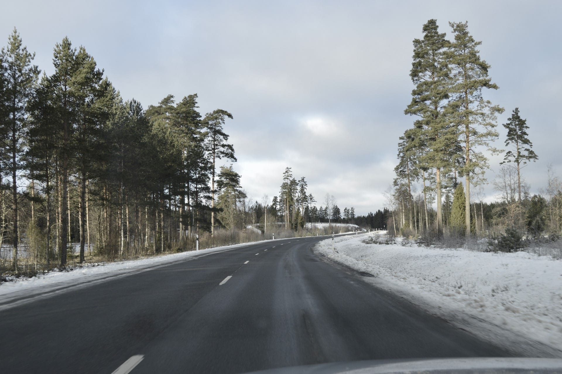 Road with ice and snow during the winter season